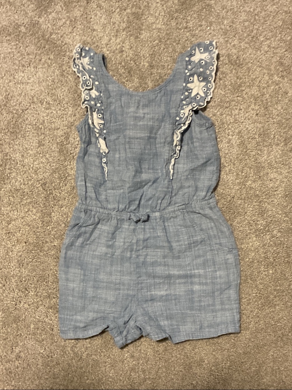 Cat & Jack Light Blue Eyelet Strap Romper